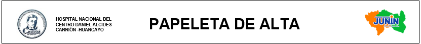 Encabezado Papeleta de Alta